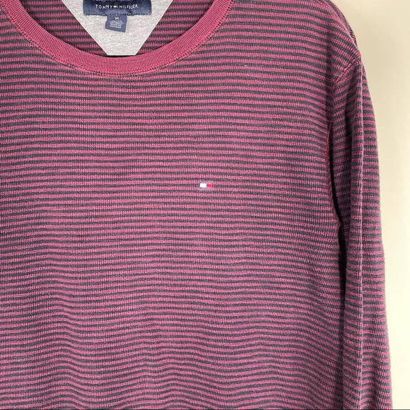 Tommy Hilfiger Burgundy Stripe Ribbed Long Sleeve Shirt - Picture 5 of 5